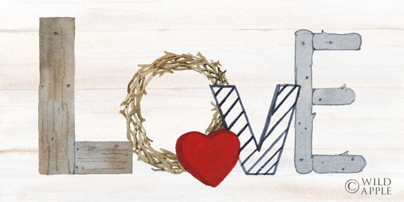 Reproduction of Rustic Valentine Love by Kathleen Parr McKenna - Wall Decor Art