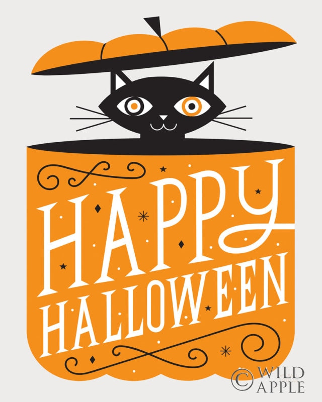 Reproduction of Festive Fright Cat by Michael Mullan - Wall Decor Art