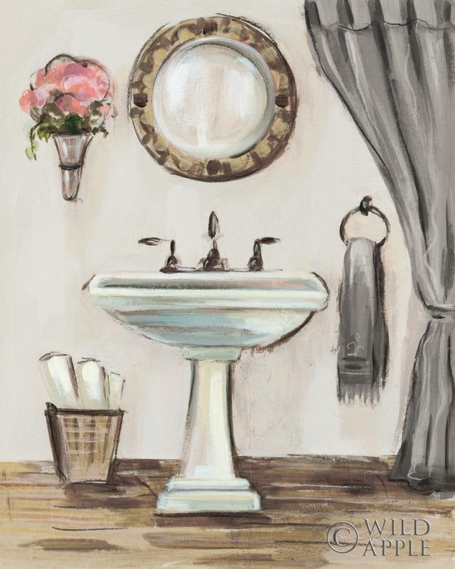 Reproduction of Tuscan Bath IV Greige by Silvia Vassileva - Wall Decor Art