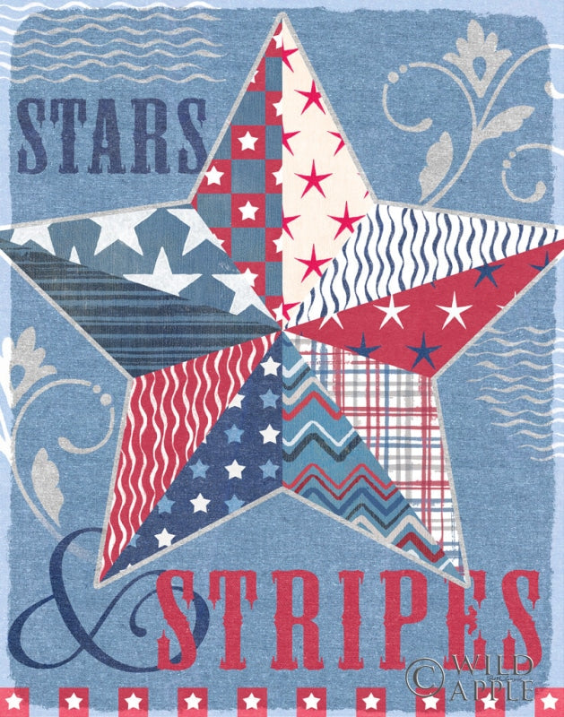 Reproduction of Stars and Stripes Star Dark by Beth Grove - Wall Decor Art