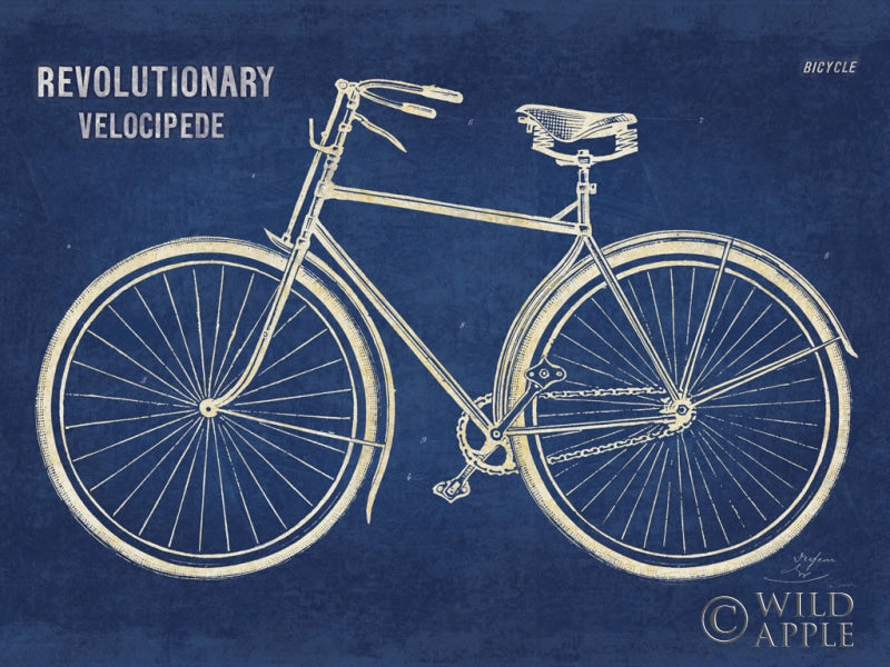 Reproduction of Blueprint Bicycle v2 by Sue Schlabach - Wall Decor Art