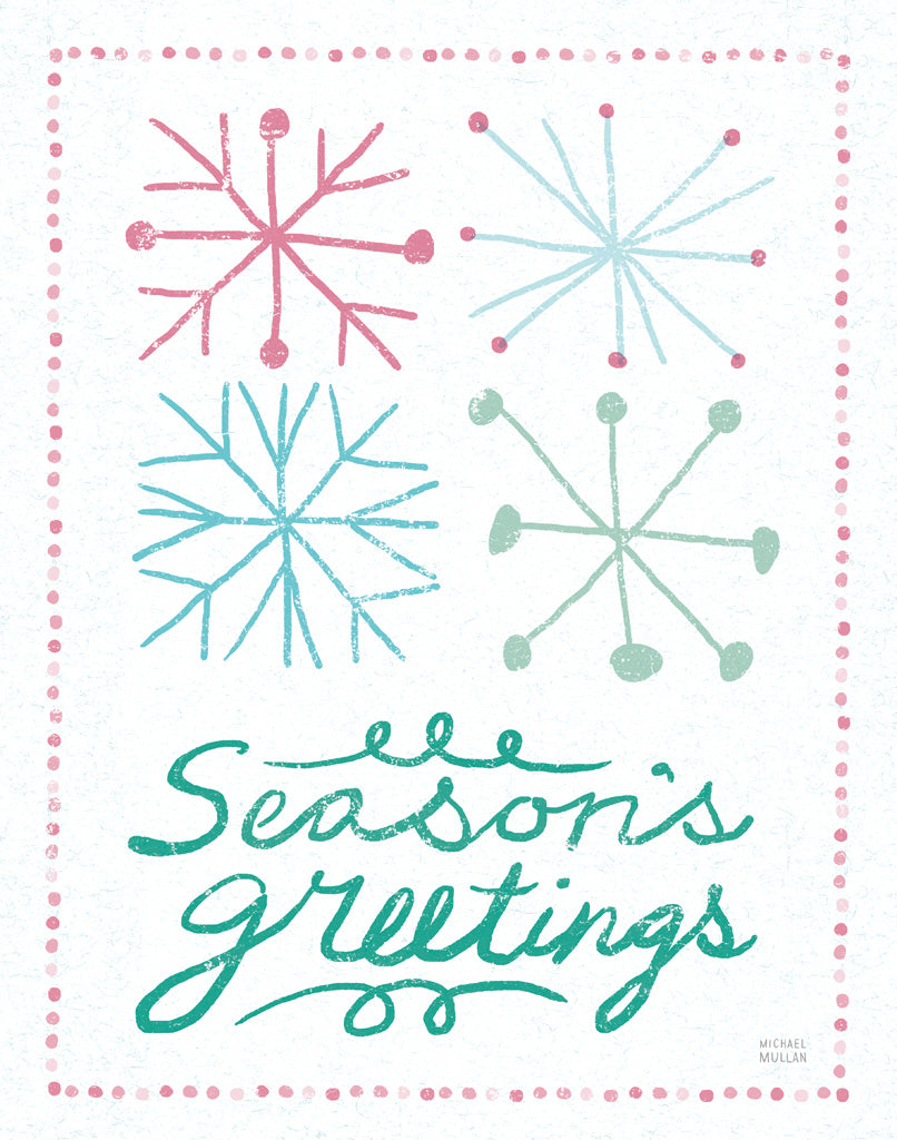 Reproduction of Merry Christmastime Snow Flake Vintage by Michael Mullan - Wall Decor Art