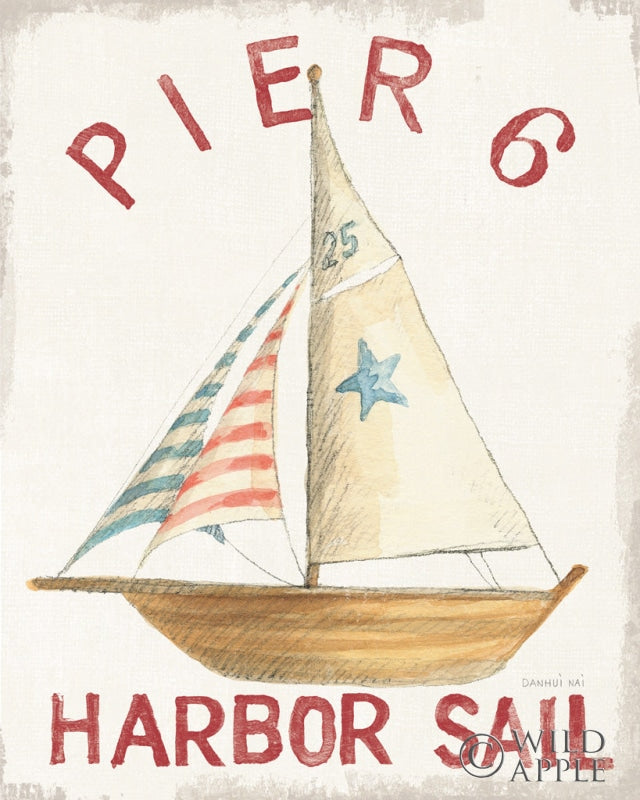 Reproduction of Floursack Nautical VII Red by Danhui Nai - Wall Decor Art