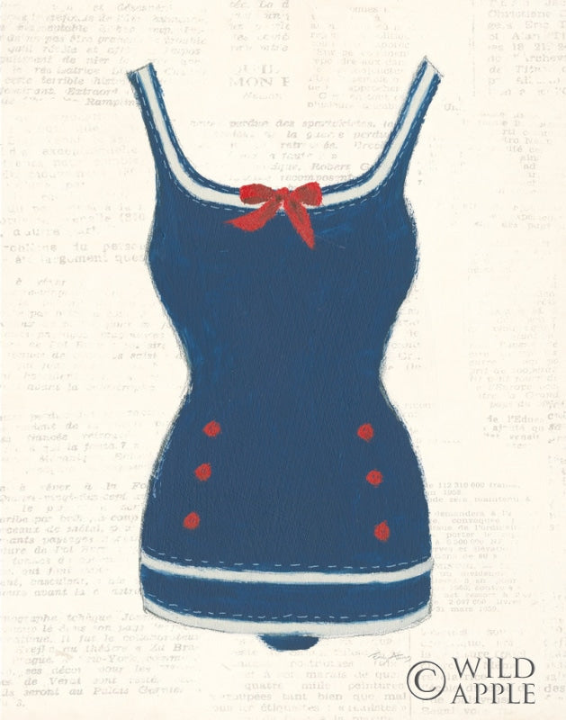 Reproduction of Retro Swimwear I Newsprint by Emily Adams - Wall Decor Art