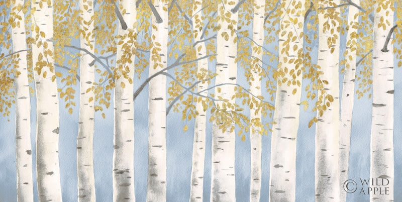 Reproduction of Fresh Forest Light Blue Gold by James Wiens - Wall Decor Art