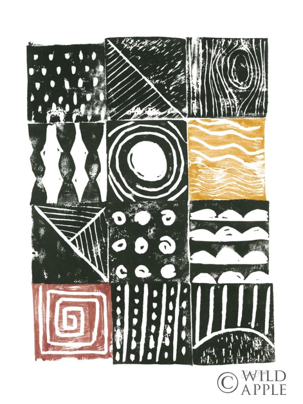 Reproduction of Block Print I Red Yellow by Courtney Prahl - Wall Decor Art