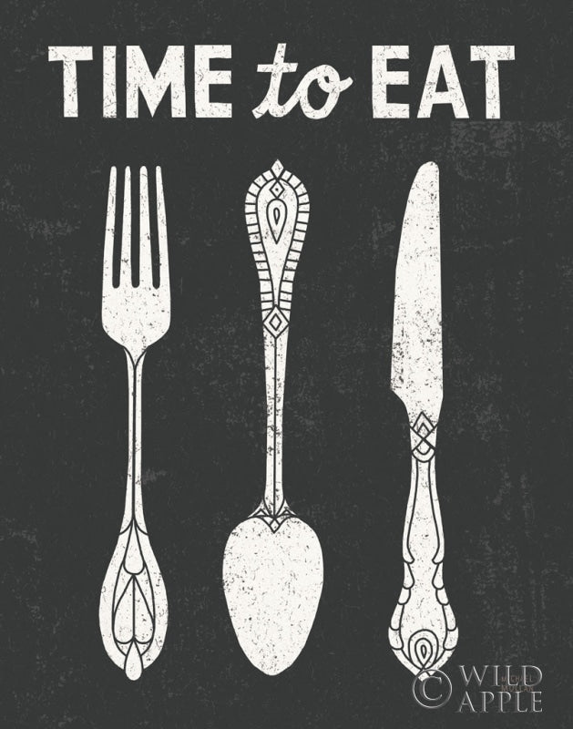 Reproduction of Retro Diner White Time to Eat by Michael Mullan - Wall Decor Art