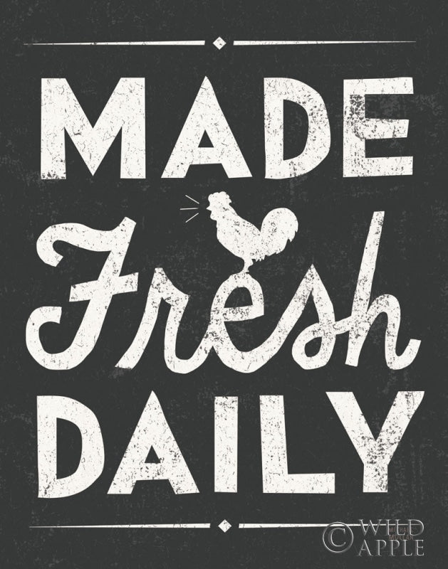 Reproduction of Retro Diner Made Fresh Daily White by Michael Mullan - Wall Decor Art