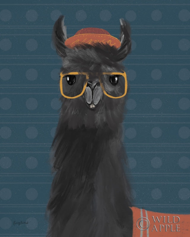 Reproduction of Delightful Alpacas IV Blue by Becky Thorns - Wall Decor Art