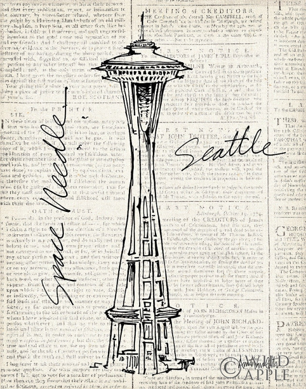Reproduction of City Sketches X Seattle by Anne Tavoletti - Wall Decor Art