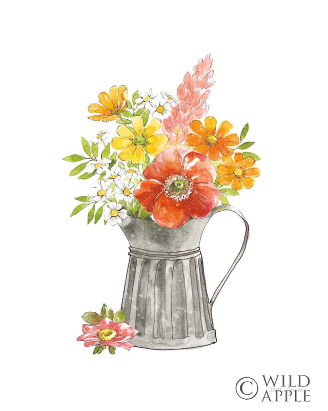 Reproduction of Farmhouse Floral VII White by Beth Grove - Wall Decor Art