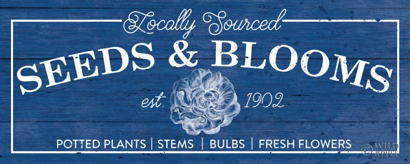 Reproduction of Flower Market II Classic Blue by Wild Apple Portfolio - Wall Decor Art