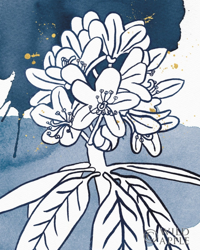 Reproduction of Indigo Blooms II by Wild Apple Portfolio - Wall Decor Art