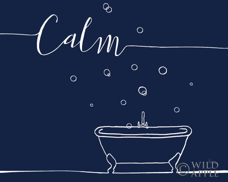 Reproduction of Underlined Bath VI Navy by Veronique Charron - Wall Decor Art