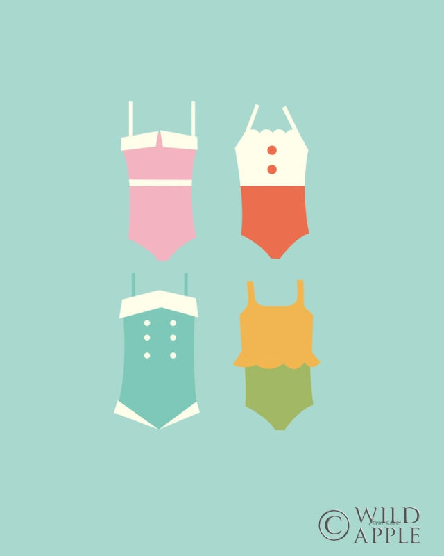Reproduction of Summer Bathing Suits Blue by Ann Kelle - Wall Decor Art