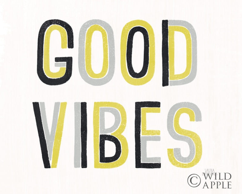 Reproduction of Retro Words I Yellow Black Crop by Laura Marshall - Wall Decor Art