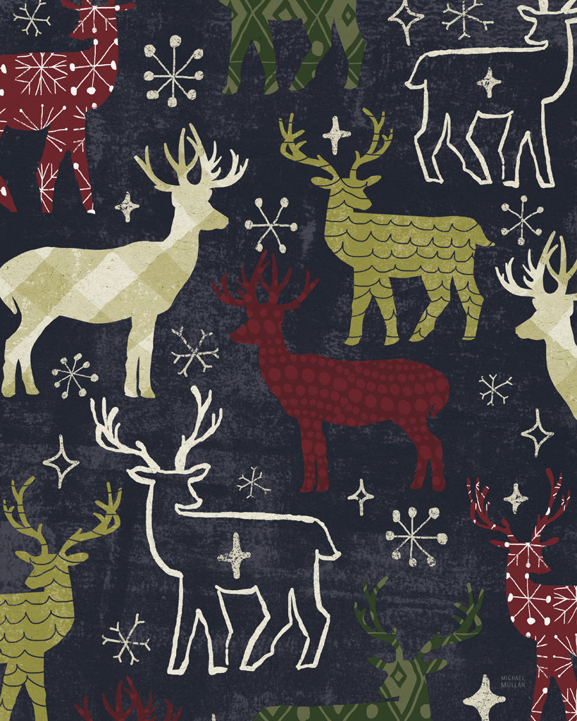 Reproduction of Merry Christmastime Reindeer Dark by Michael Mullan - Wall Decor Art