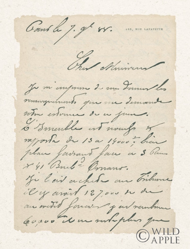 Reproduction of French Letter II by Wild Apple Portfolio - Wall Decor Art