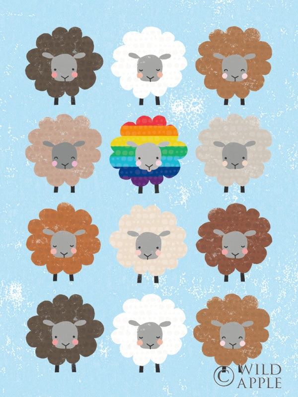 Reproduction of Be Ewe Brown and Rainbow Sheep 5x7 by Moira Hershey - Wall Decor Art