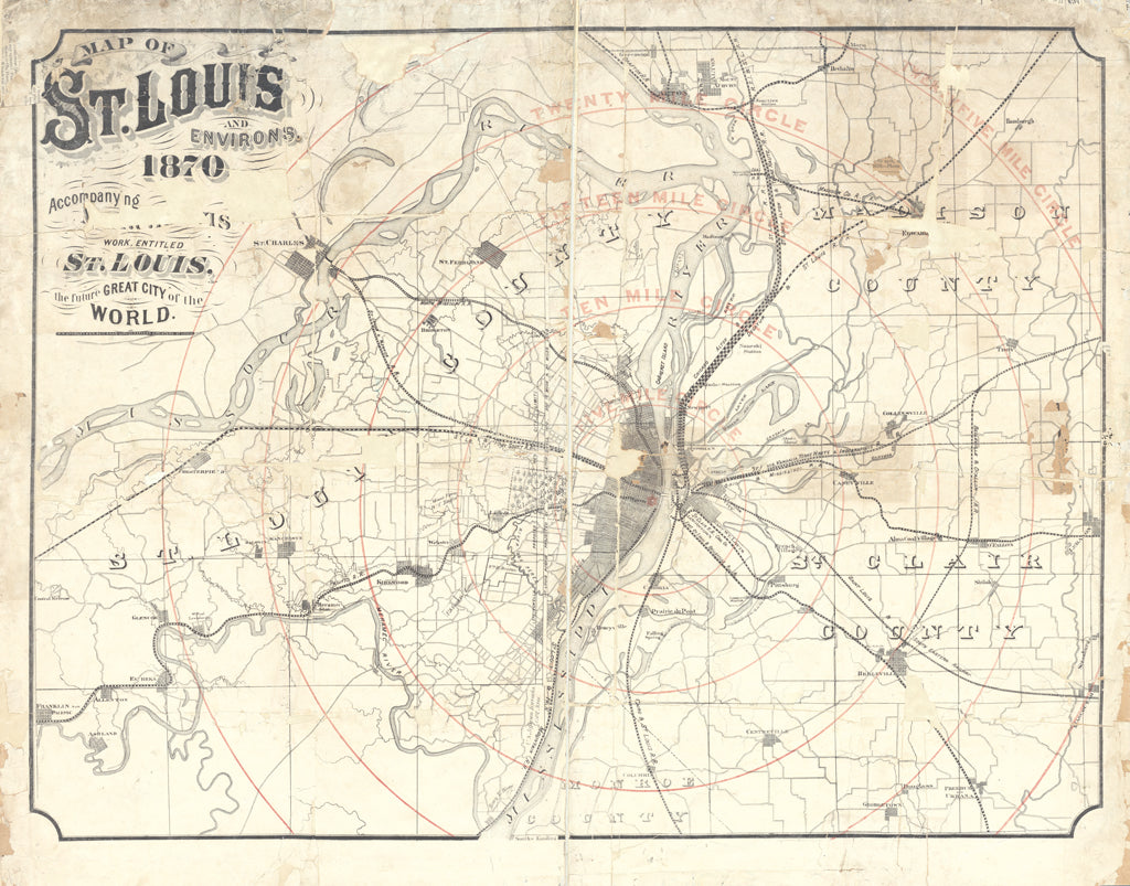 Reproduction of Vintage St Louis Map by Wild Apple Portfolio - Wall Decor Art