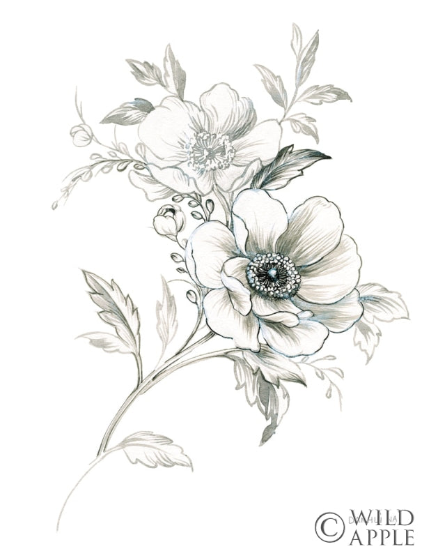 Reproduction of Sketchbook Garden VII BW by Danhui Nai - Wall Decor Art