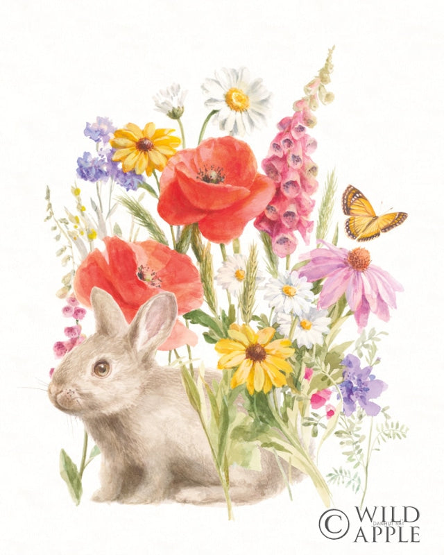 Reproduction of Wildflowers in Bloom III Bunny by Danhui Nai - Wall Decor Art