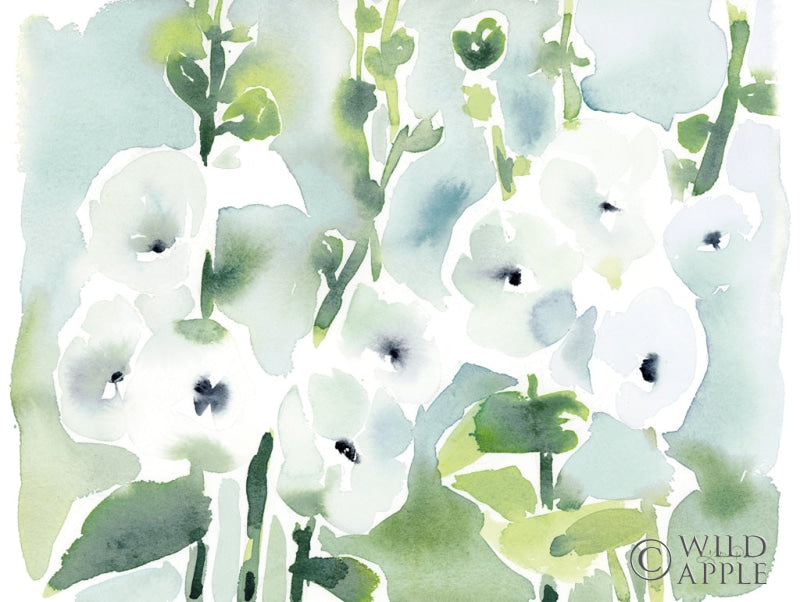 Reproduction of White Hollyhocks by Katrina Pete - Wall Decor Art