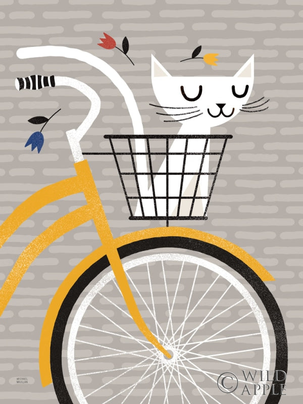 Reproduction of Cruising Cat Yellow by Michael Mullan - Wall Decor Art