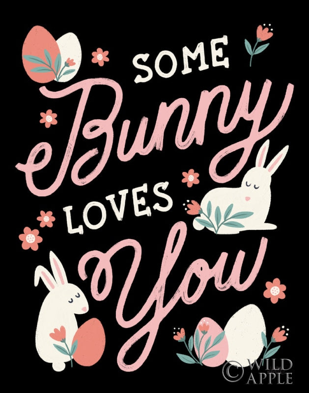 Reproduction of Bunny Kisses III Black by Laura Marshall - Wall Decor Art