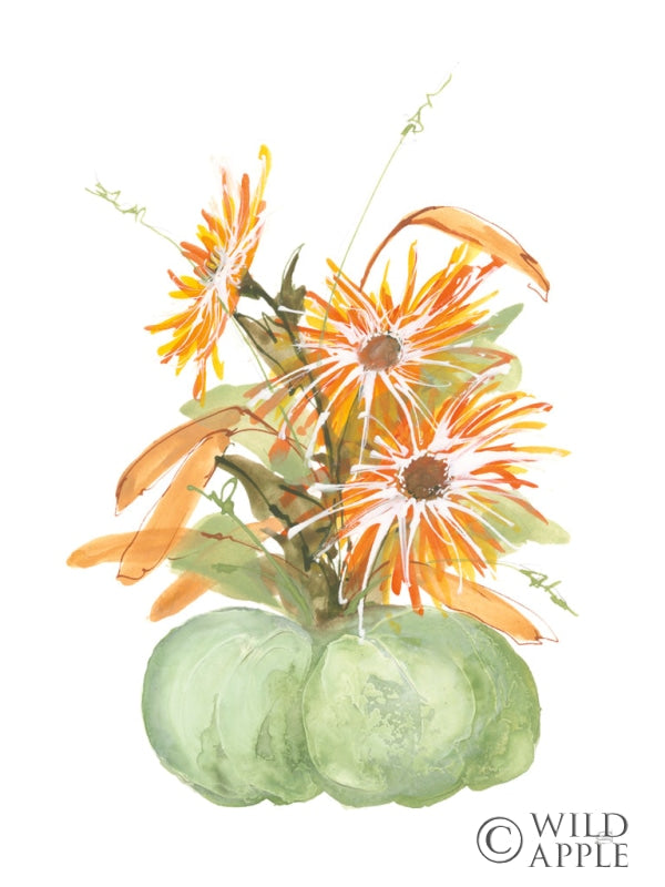 Reproduction of Pumpkin Mums by Chris Paschke - Wall Decor Art
