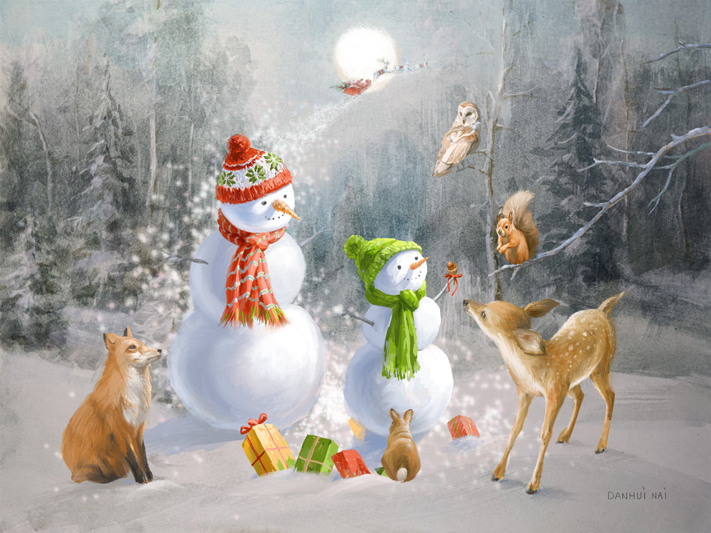 Reproduction of Woodland Snowmen by Danhui Nai - Wall Decor Art