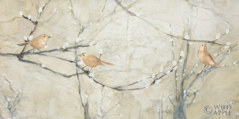 Reproduction of Budding Pussy Willow with Birds by Julia Purinton - Wall Decor Art