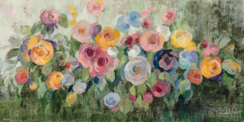 Reproduction of Flowers on Mossy Green by Silvia Vassileva - Wall Decor Art