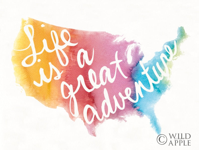 Reproduction of Watercolor USA by Mike Schick - Wall Decor Art