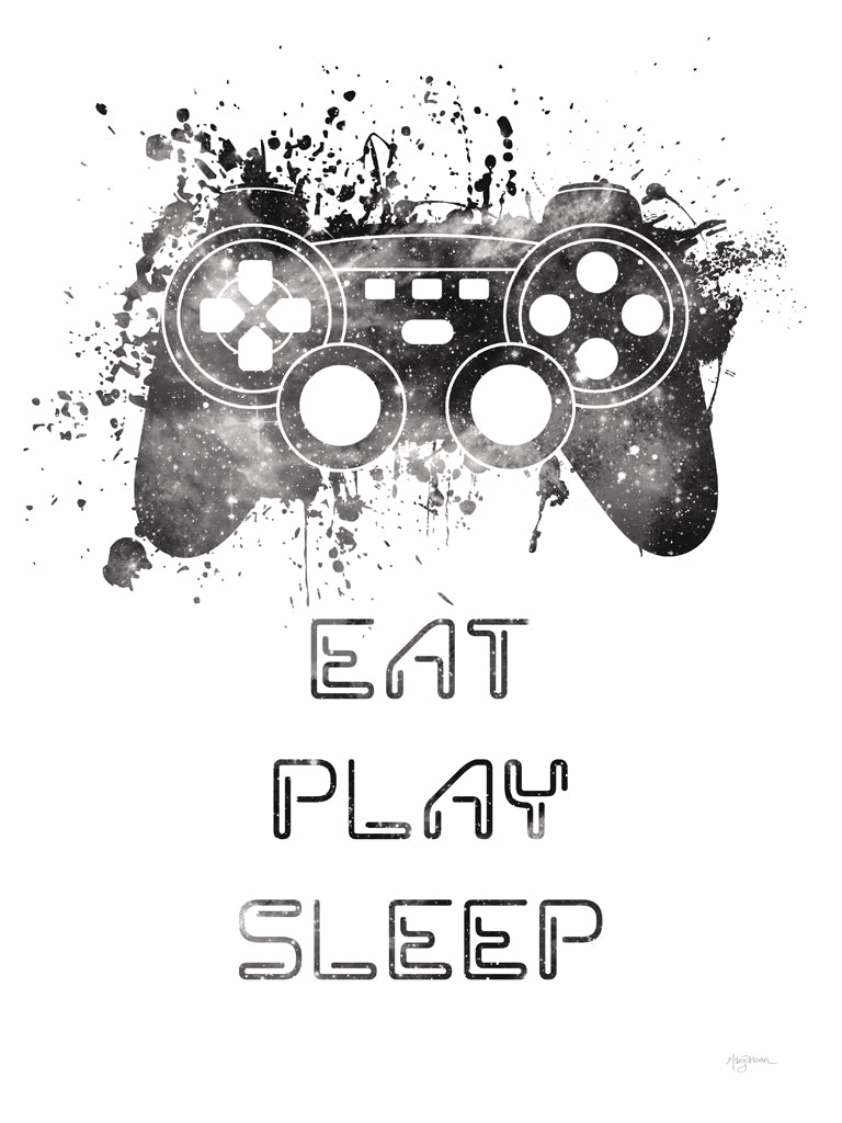 Reproduction of Gamer Splash III Play BW by Mary Urban - Wall Decor Art