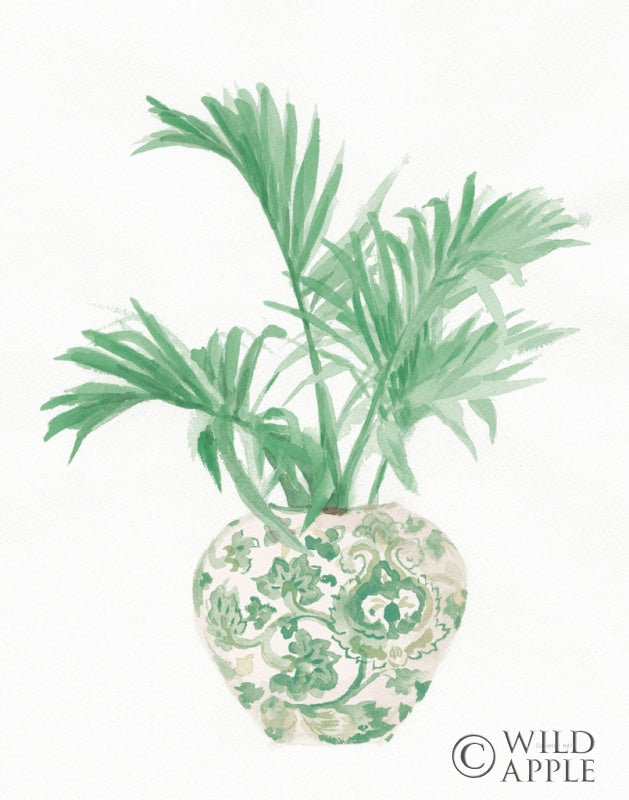 Reproduction of Palm Chinoiserie II Pink Green by Danhui Nai - Wall Decor Art