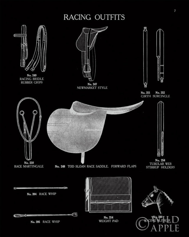 Reproduction of Equestrian Riding III BW by Wild Apple Portfolio - Wall Decor Art