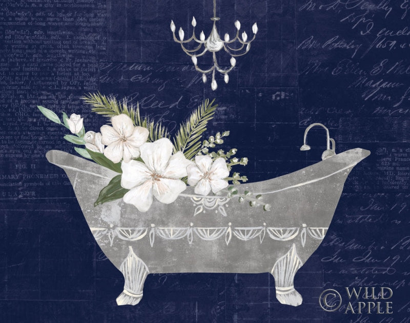 Reproduction of Floral Bath I Indigo by Courtney Prahl - Wall Decor Art