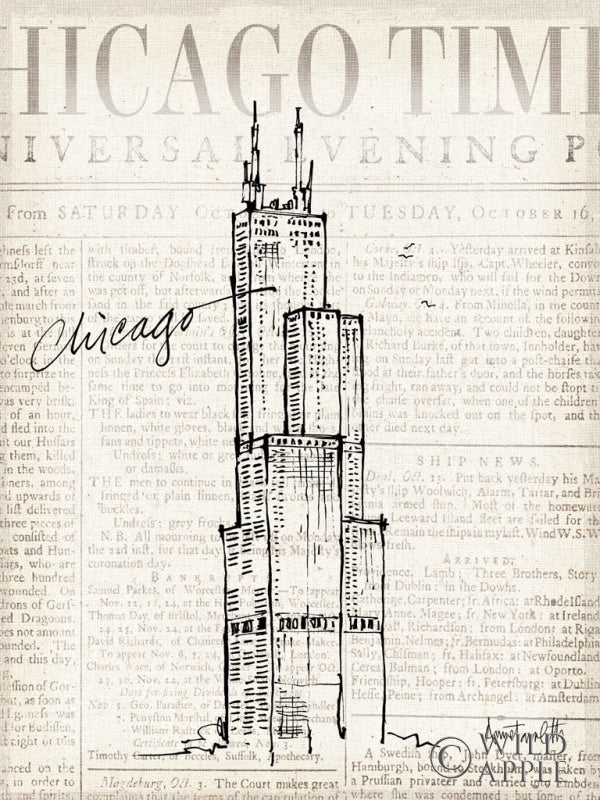 Reproduction of City Sketches V Chicago v2 by Anne Tavoletti - Wall Decor Art