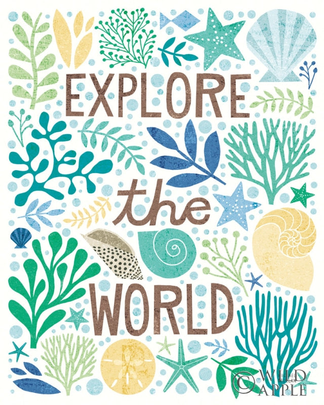 Reproduction of Under Sea Treasures I Sea Glass by Michael Mullan - Wall Decor Art