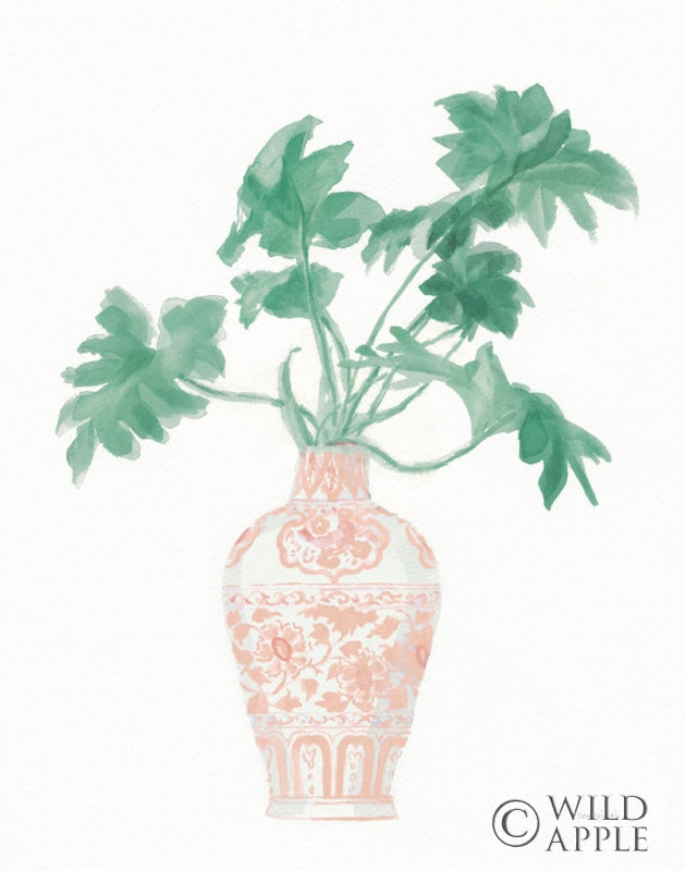 Reproduction of Palm Chinoiserie III Pink Green v2 by Danhui Nai - Wall Decor Art