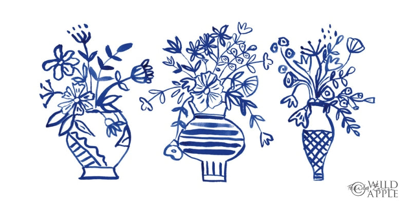 Reproduction of Blue Vases I by Farida Zaman - Wall Decor Art