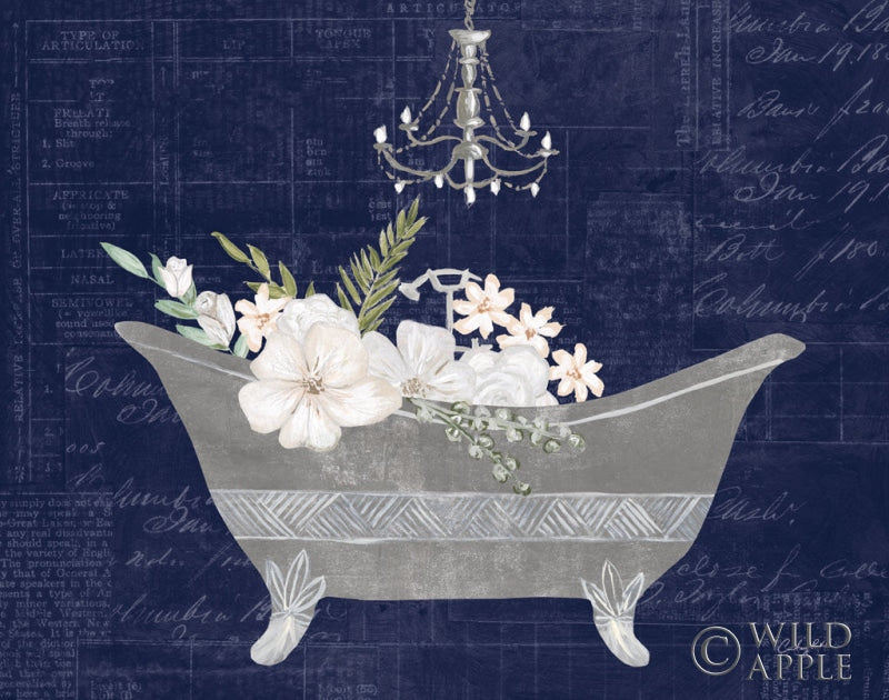 Reproduction of Floral Bath II Indigo by Courtney Prahl - Wall Decor Art