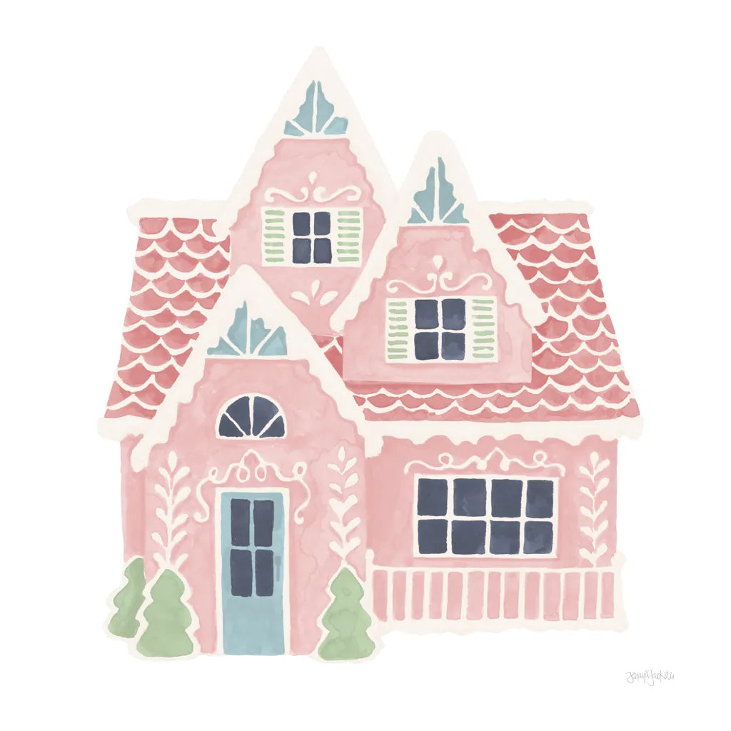 Gingerbread Dream House II Pastel by Jenaya Jackson. SKU 100728a. Archival Giclee Fine art print for wall decor.