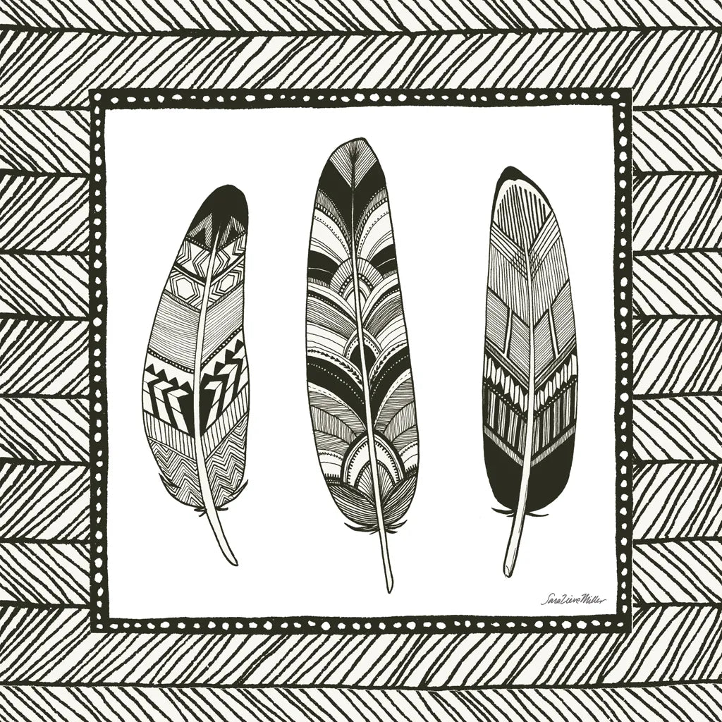 Geo Feathers Square II by Sara Zieve Miller. SKU 18247a. Archival Giclee Fine art print for wall decor.