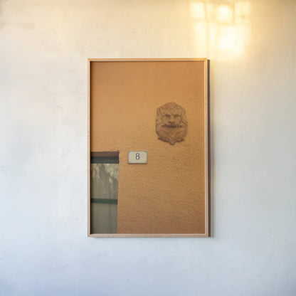 No. 8 by Aledanda. shown as a paper print in a natural frame. Available as a archival giclee rolled canvas, fine art paper, or poster print. SKU 58399h.