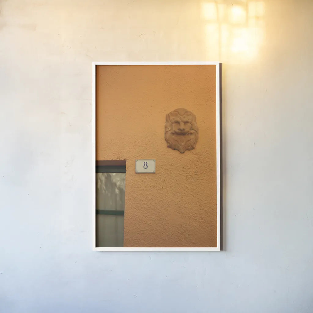 No. 8 by Aledanda. shown as a paper print in a white frame. Available as a archival giclee rolled canvas, fine art paper, or poster print. SKU 58399h.