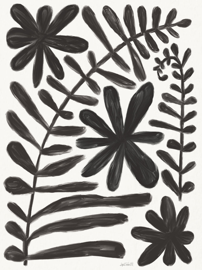 Reproduction of Fern and Flower Black by Anne Tavoletti - Wall Decor Art