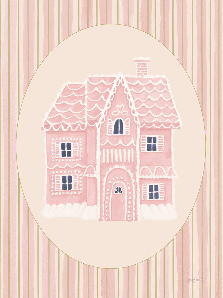 Reproduction of Gingerbread Dream House I Pink Oval by Jenaya Jackson - Wall Decor Art