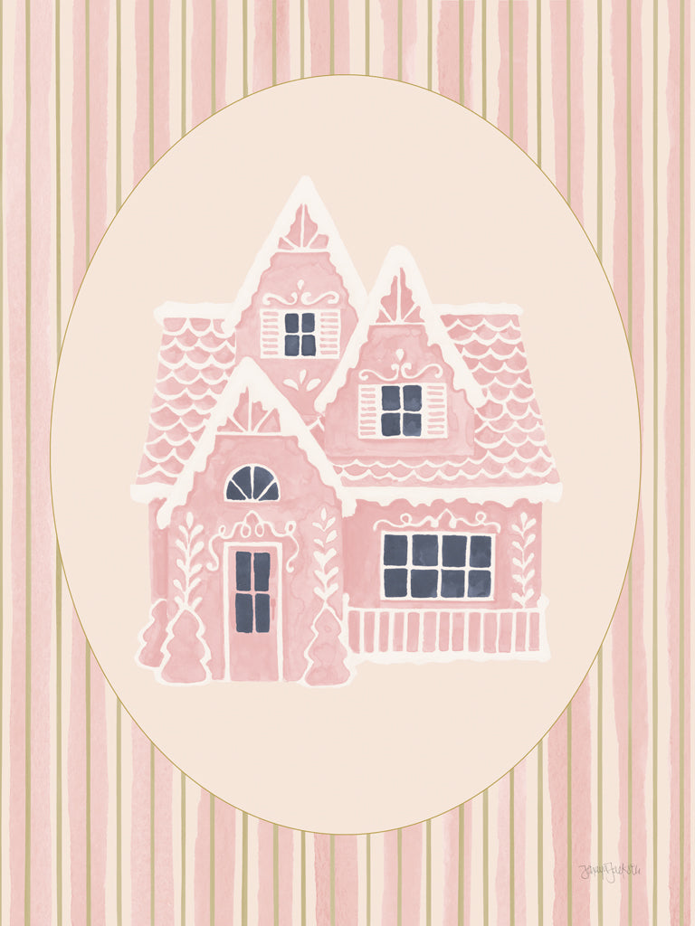 Reproduction of Gingerbread Dream House II Pink Oval by Jenaya Jackson - Wall Decor Art